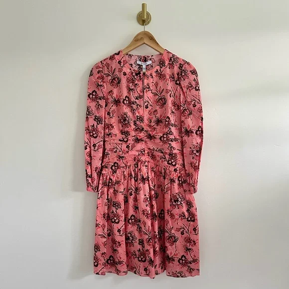 Derek Lam 10 Amelia Floral Gathered Mini Dress Size 2 - Picture 1 of 10